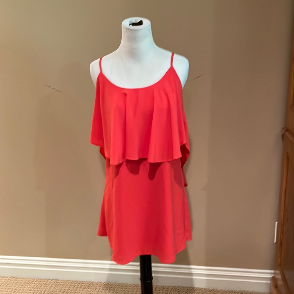 Mary & Mabel coral spaghetti strap mini dress